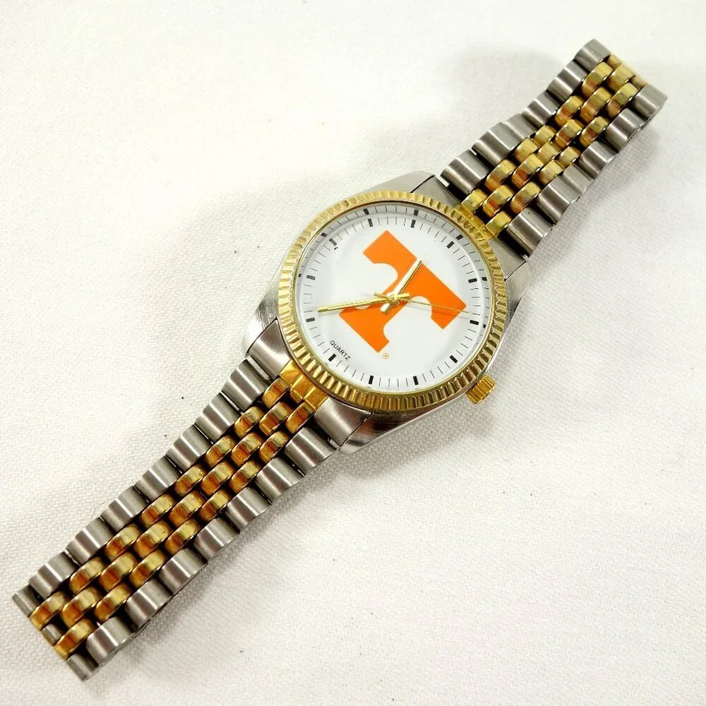 University Of Tennessee UT Vols Men's Quartz Watch Orange Leather‎ Snap Bracelet